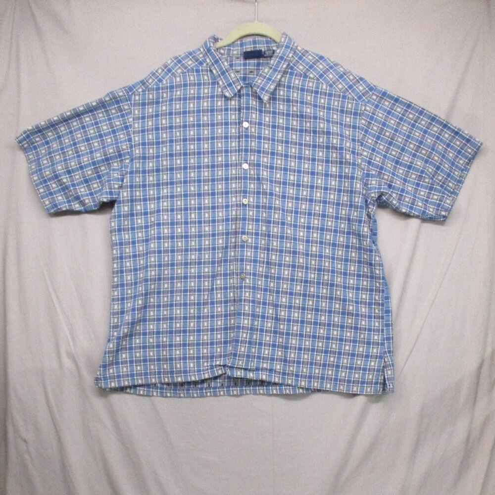 BON HOMME 100% Cotton Button Down Plaid Blue & Gray Men Size | L